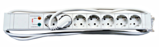19" PDU, 7xSchuko with overvoltage protection, PVC, 1.25U
