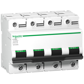 Automātslēdzis Acti9 C120H MCB 4P C 100A 15000A 415V, Schneider Electric, A9N18480 main