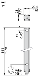 2. tipa drošības gaismas aizkars XUSL Roku aizsardzība, Std sensoru diapazons, Hp = 760 mm, R=30 mm, XUSL2E30H076N alt_view_2