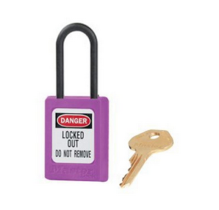 S32KAMKPRP | Zenex Padlock Plastic Shackle PURPLE Keyed Alike and Master Keyed (Master key to order separately) - NO Key retaining main