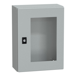 PanelSeT CRN tspt door w/o mount.plate. H400xW300xD150 IP66 IK08 RAL7035.. main