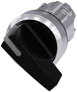 Toggle switch illuminable, 22 mm, round, metal, high gloss, black, knob long, 3SU1052-2CF10-0AA0, Siemens main