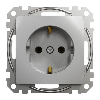 Socket-outlet, Sedna Design & Elements, 16A, 250V, side earth, aluminium main