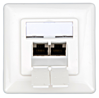 Data Outlet 2xRJ45 shielded Cat.6, UAE, 80x80mm, RAL9010