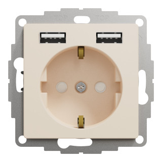 Socket-outlet, Sedna Design & Elements, with USB type A+A, 16A, 250V, side earth, beige main