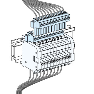 Terminal block, Linergy TA, Terminal block for auxiliary wiring, Connection capacity 10 input /20 output, grey