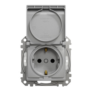 Socket-outlet, Sedna Design & Elements, 16A, 250V, side earth, with shutter and lid, aluminium main