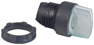 Head for illuminated selector switch, Harmony XB5, dark grey plastic, white handle, 22mm, universal LED, 2 positions main