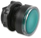 Head for illuminated push button, Harmony XB5, plastic, green flush, 22mm, universal LED, spring return, plain lens main