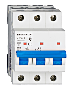 Circuit breaker (MCB) AMPARO 6kA, C ​​10A, 3-pole, Schrack Teknik, AM617310-- main